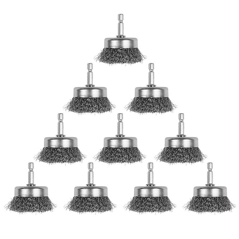 Rocaris 10 Pack Wire Cup Brush with 1/4-Inch Hex Shank, 2 Inch Wire Drill Brush Set for Removal of Rust/Corrosion/Paint - Image 1